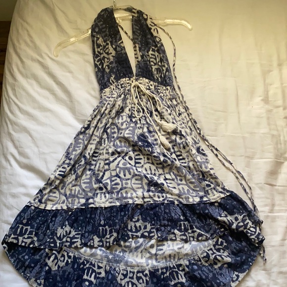 Free People Halter blue summer beach backless dress - Picture 1 of 4